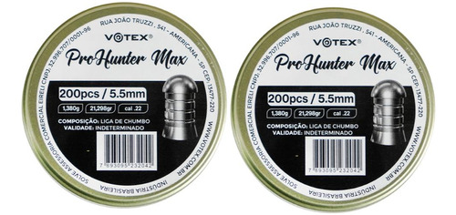 2x Chumbinho/carabina 5.5mm Votex Pro Hunter Max 200un.