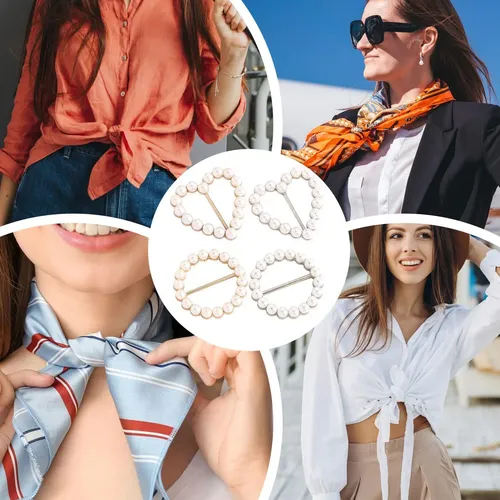Prendedor De Lenço 4x Clips De Xale Com Pérolas Portátil
