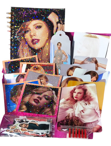 Pack Taylor Swift Cuaderno Holográfico Polaroid Postales +
