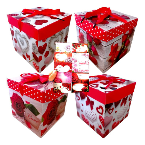 Kit 12 Cajas 15 Cm + 12 Tarjetas Amor Dia Enamorados Regalos