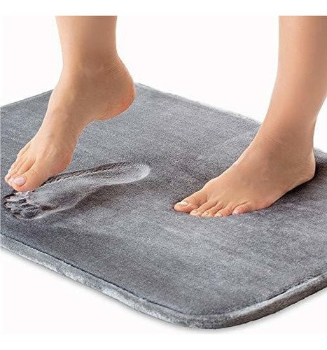 Gorilla Grip Alfombra De Baño De Espuma Viscoelástica Gruesa Color Graphite