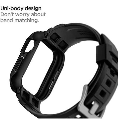 Imagen 9 de 9 de Funda Malla Spigen Para Apple Watch 44/45mm Rugged Negro