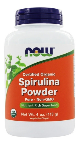 Now Foods Espirulina En Polvo 100 Puros Y Naturales 4 Oz.