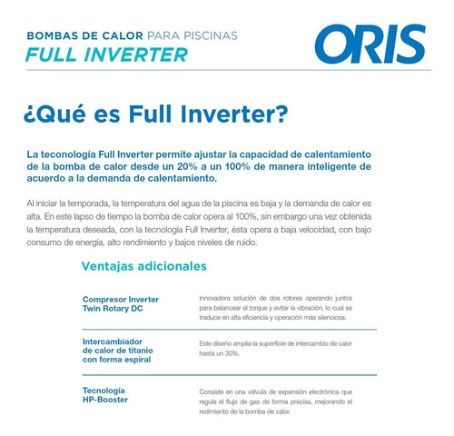 Imagen 5 de 6 de Bomba De Calor Oris Full Inverter 30,000 Btu Albercas Y Spa