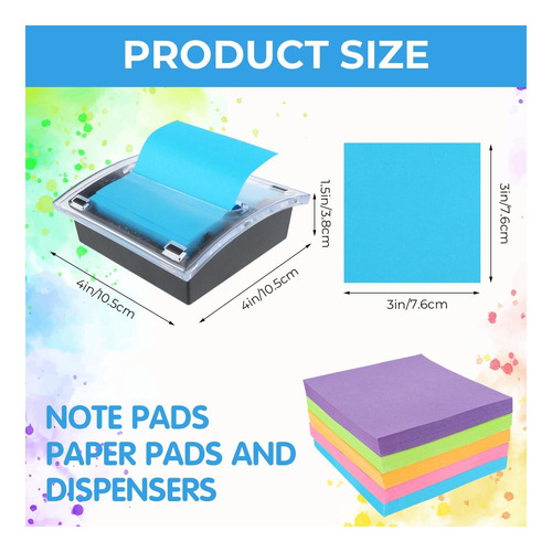 12 Pcs Notas Adhesivas Con 2 Pcs Pop Up Notes Dispenser, En