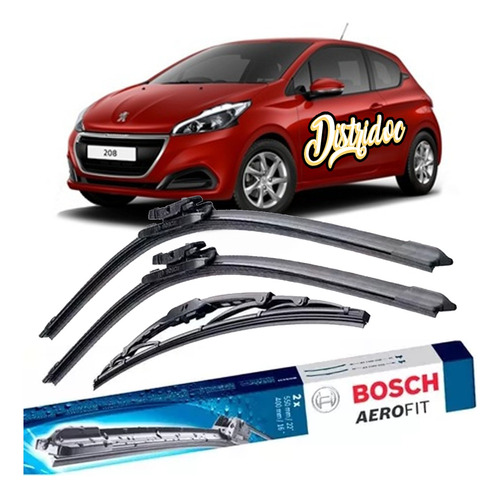 Kit X3 Escobillas Del Tras Bosch Aerofit Peugeot 208 13/17