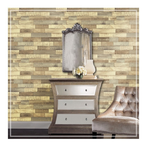 Imagen 5 de 5 de Tapiz Vinilo Parquet Vintage Madera 60x1000cm