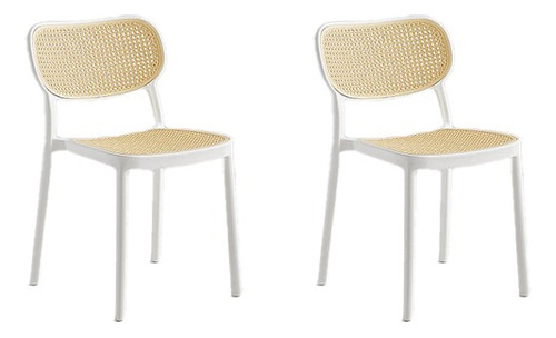 Set De 2 Sillas De Comedor Modernas Cassias Modelo Christian Liso Blanco Beige