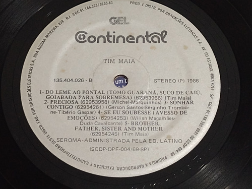 Lp Tim Maia 1986 / Encarte / Mpb (c1) (Usado)