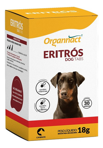 Combo 3 Un Eritrós Dog Tabs 18g Para Cães Suplem - Organnact