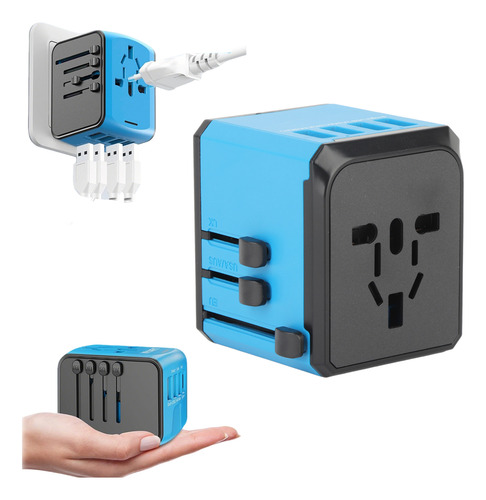 Cargador Adaptador Universal De Viaje Global Con 4 Usb