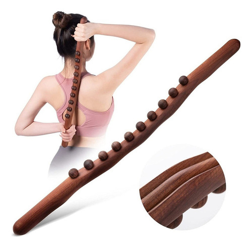 ./ Wooden Massager With 10 Gua Sha Beads