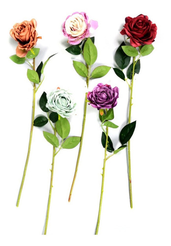 Flor Artificial Rosa Decorativa Colores M2 - Sheshu Home Color Blanco/Rosa
