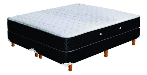 Sommier Sommier Cannon Resortes Doral Súper queen de 200cmx160cm negro y blanco con base dividida