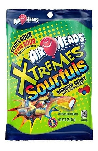 Airheads Xtremes Sourfuls Peg Bag, Rainbow Berry, 6 Oz (pack