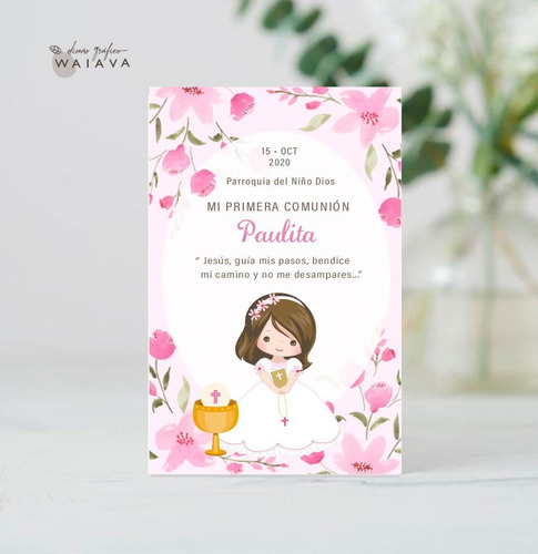 Imagen 4 de 10 de Estampitas Comunión Tarjetas Estampas Nenas X 3u