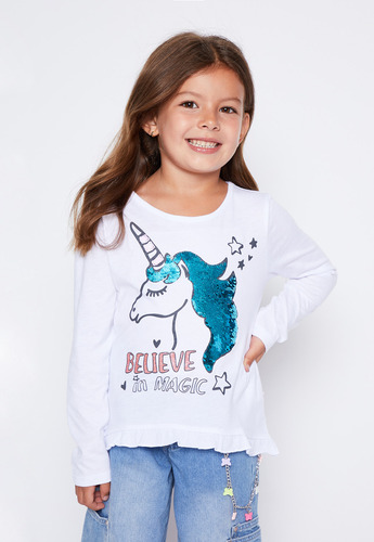 Polera Niña Blanco Vuelitos Family Shop