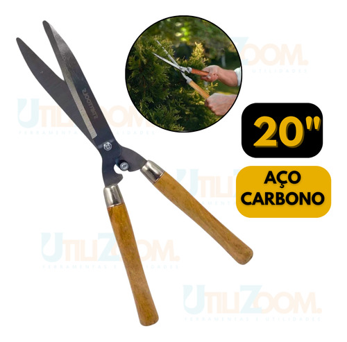 Tesoura Jardinagem Jardim Poda Podar Plantas Grande 20 Pol