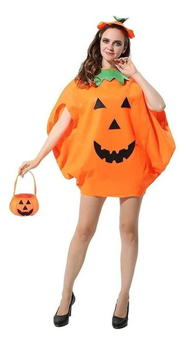 A Vestido De Calabaza De Halloween Para Mujer, 3 Piezas