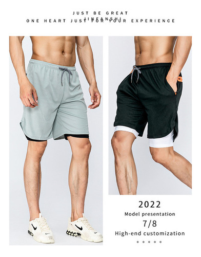 Pantalón Corto Doble 2 En 1 Hombre Toalla Gimnasio Bermuda