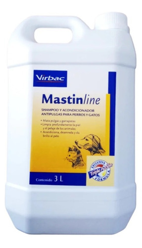 Shampoo Virbac Mastin Line Antipulgas Y Garrapatas 3 Litros