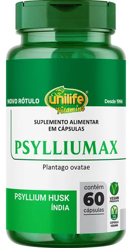 Psyllium Max - 60 Cápsulas 550mg - Unilife Vitamins