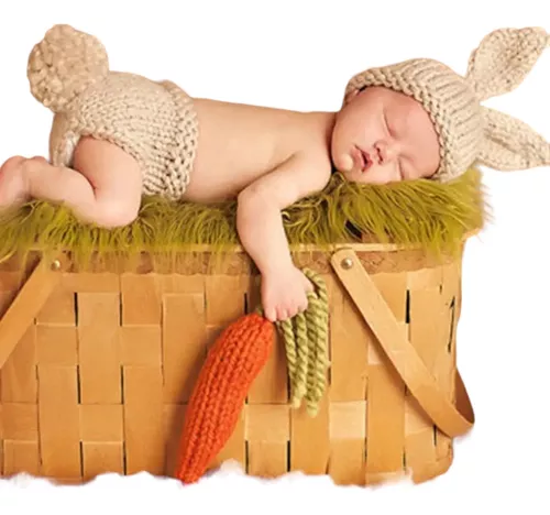 Disfraz Bebe Niño Estambre Conejo Recién Nacido Sesión Foto
