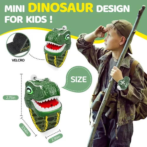 Walkie Talkie Dinosaurio Para Niños – Pack De 2 Recargables Con 500m De Alcance, USB Y Muñequera, Regalo 3-12 Años