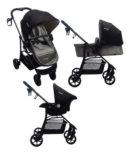 Coche Moises Huevito Travel System Avanti Aluminio 3 En 1 Color Gris