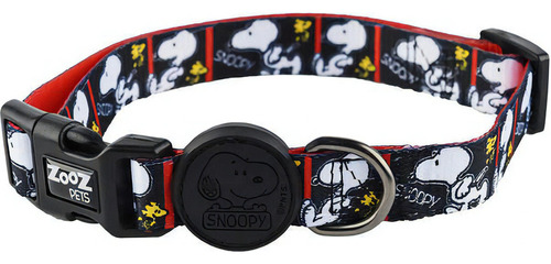 Coleira Cães Snoopy Quadrinho Film Black P Ajustável 25-40cm