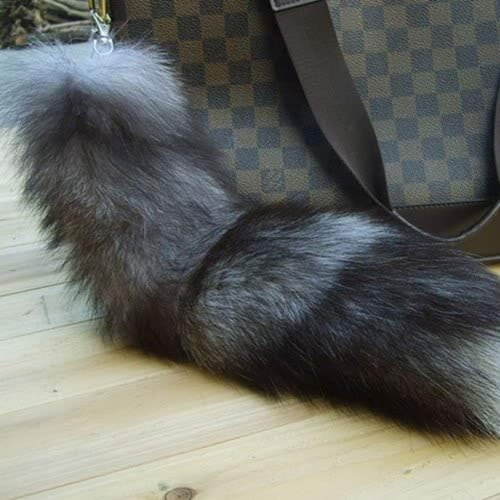 Chaveiro Fofo Com Cauda De Raposa Real, Bolsa De Brinquedos