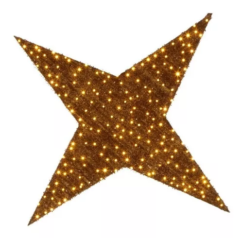 Estrela 2d Dourada De 4 Pontas 1,45m Para Fachada