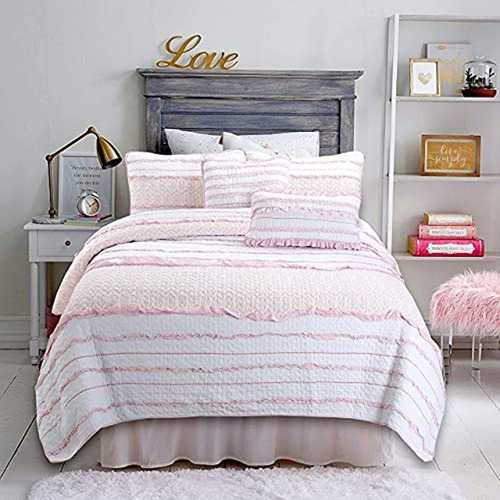 Cozy Line Home Fashions Pretty In Pink Girly Ruffle Stripped