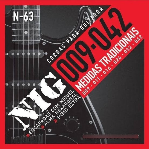 Encordoamento Nig Guitarra 009-042 (1°mi Extra + Paleta)
