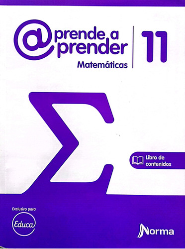 Aprende A Aprender Matemáticas 11 ( Libro Original )