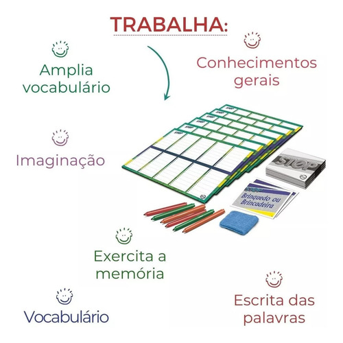 Jogo De Mesa Stop Com 6 Canetas Coloridas