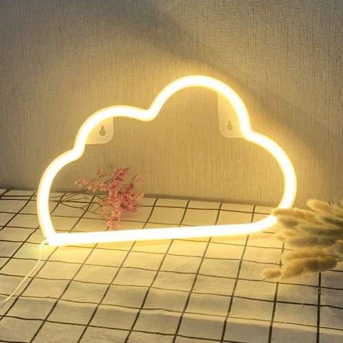 Letrero Led De Neón Nube Blanca Cálida Decoración Hogar Lumi