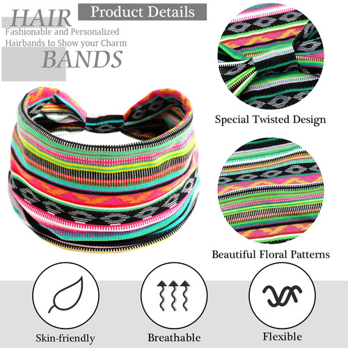 Paquete De 6 Diademas Bohemias Para Mujer, Bandas Anchas