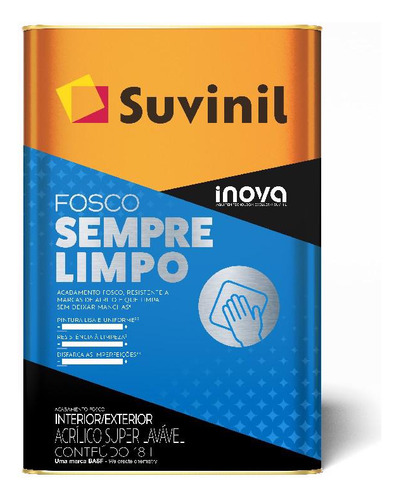 Tinta Acrílica 18l Fosco Sempre Limpo Suvinil - Crômio
