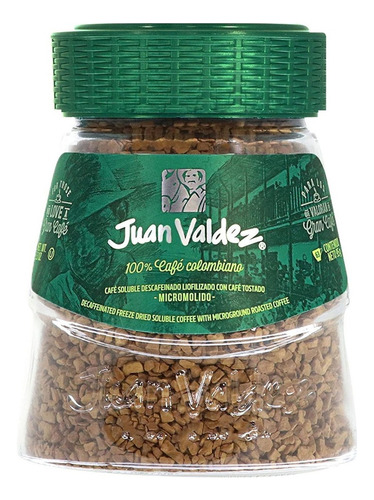 Café Instantáneo Descafeinado Juan Valdez Liofilizado Frasco 95g