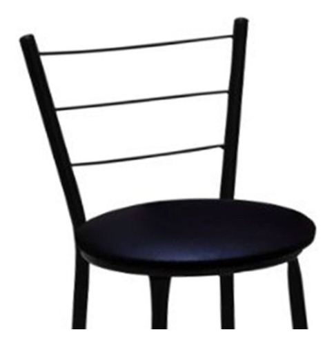 Imagem 4 de 6 de Kit 2 Banquetas Médias Bar Preta Com Encosto Assento Preto