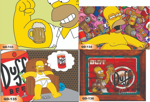 Kit 03 de marcos decorativos Homer Simpson, 30 x 20 cm, color sin marco de color, color sin marco