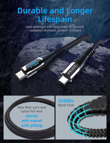Cable Corto Ocetea Usb C A Usb C (100 W 5 A), Tipo C C De 1