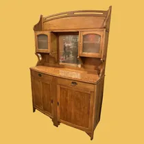 Comprar Antiguo Mueble Aparador Con Alzada En Roble Con Marmol A30
