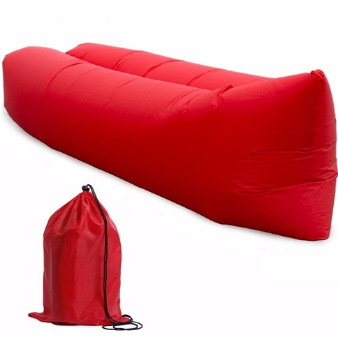 Puff Sillon Inflable Sofa Reposera Playa Pileta Relax Rojo