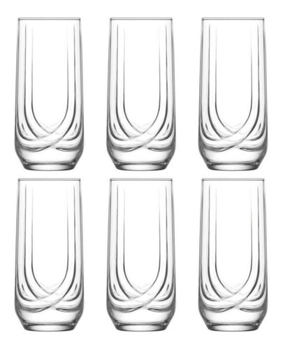 Pack 6 Vasos Vidrio Elit 330ml Ideal Bebidas Cocteles Agua 