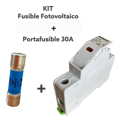 Kit Portafusible 30a 1000vdc 10x38mm P/riel Din+ Fusible