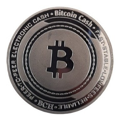 Imagen 2 de 6 de Moneda Cripto Souvenir Bitcoin Cash Fisica Plateada Btc