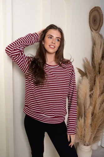 Remera Top Oversize Manga Larga Rayada Mujer La Moñita Shop