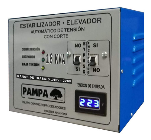 Elevador De Tensión Automático 16kva Pampa 140v - 220v Bypas